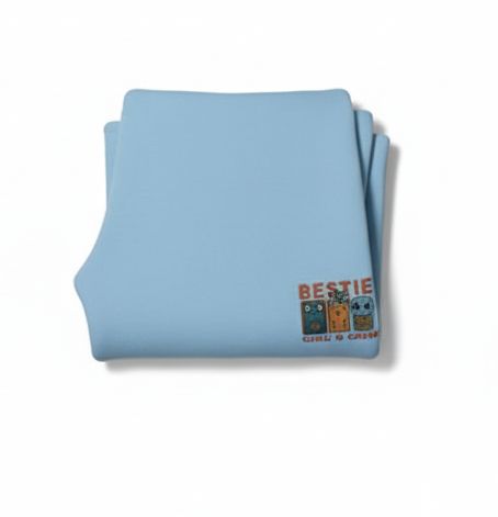 "Bestie" Light Blue Graphic Fleece Sweatpant