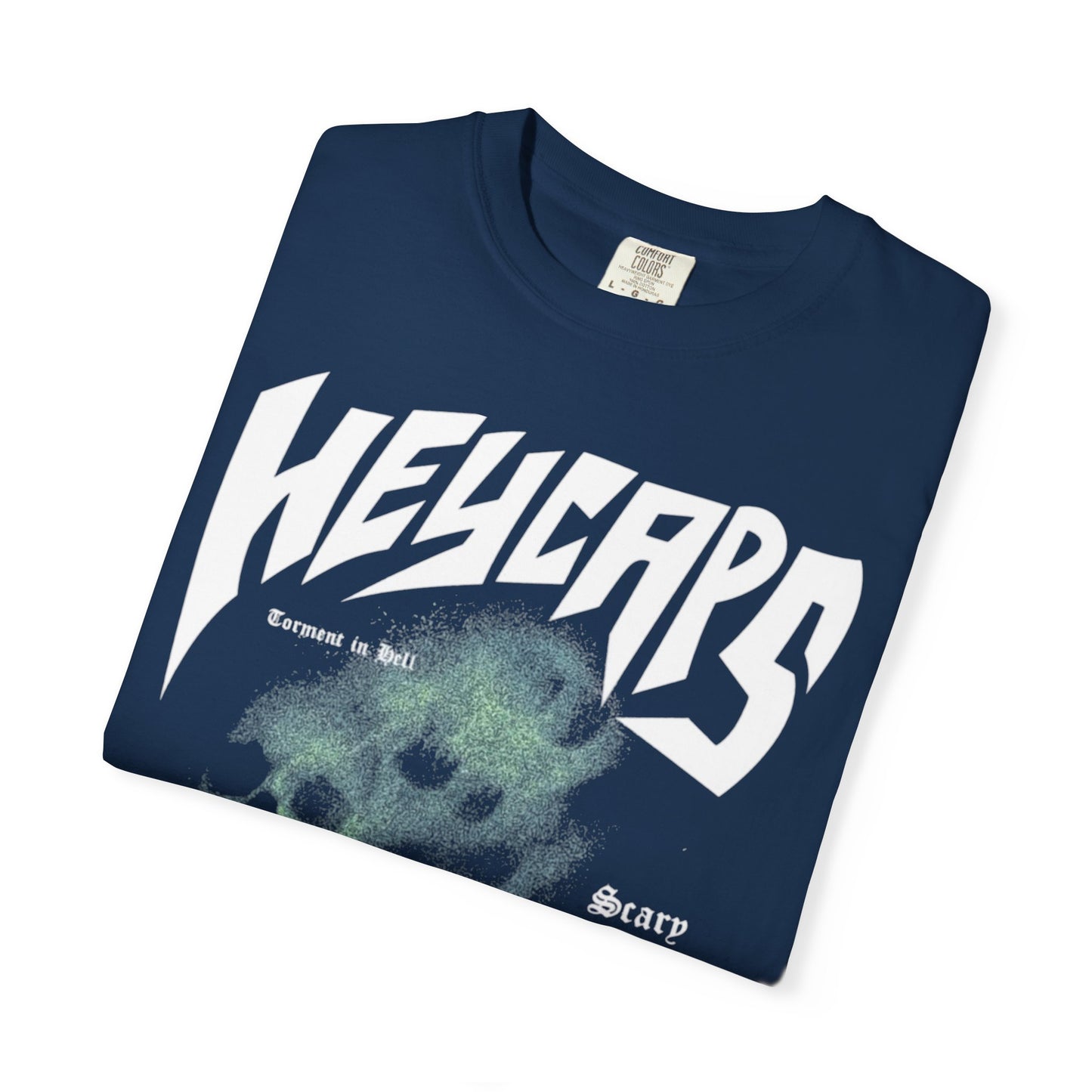 HEY CAPS Unisex Regular Fit Graphic T-Shirt – Skull Print Dark Blue Tee