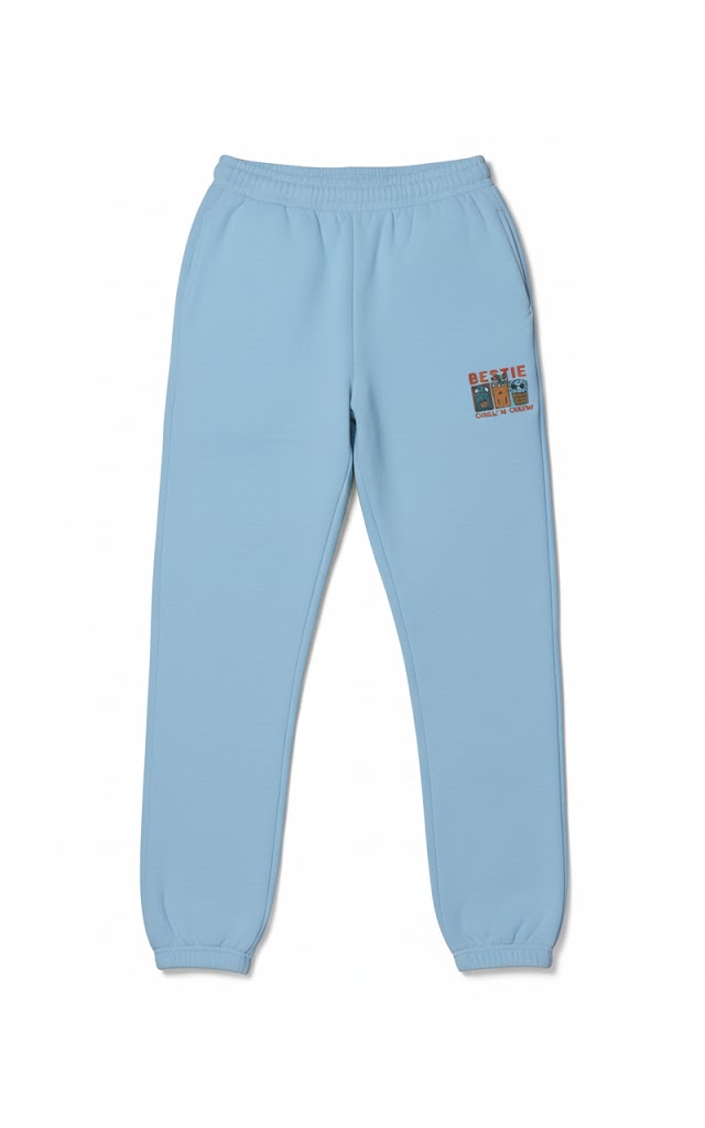 "Bestie" Light Blue Graphic Fleece Sweatpant