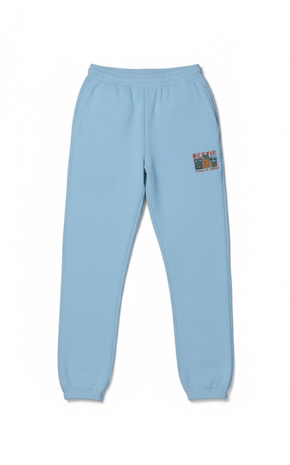 "Bestie" Light Blue Graphic Fleece Sweatpant