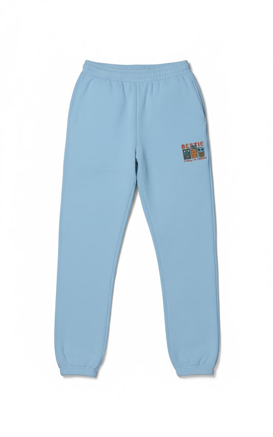 "Bestie" Light Blue Graphic Fleece Sweatpant