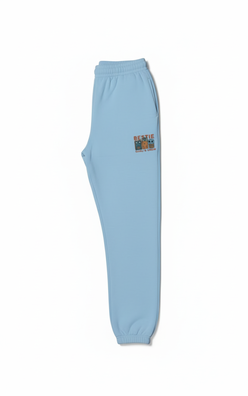 "Bestie" Light Blue Graphic Fleece Sweatpant