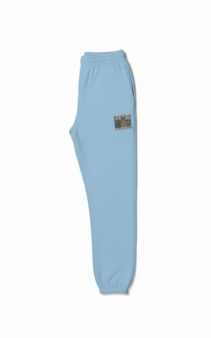 "Bestie" Light Blue Graphic Fleece Sweatpant